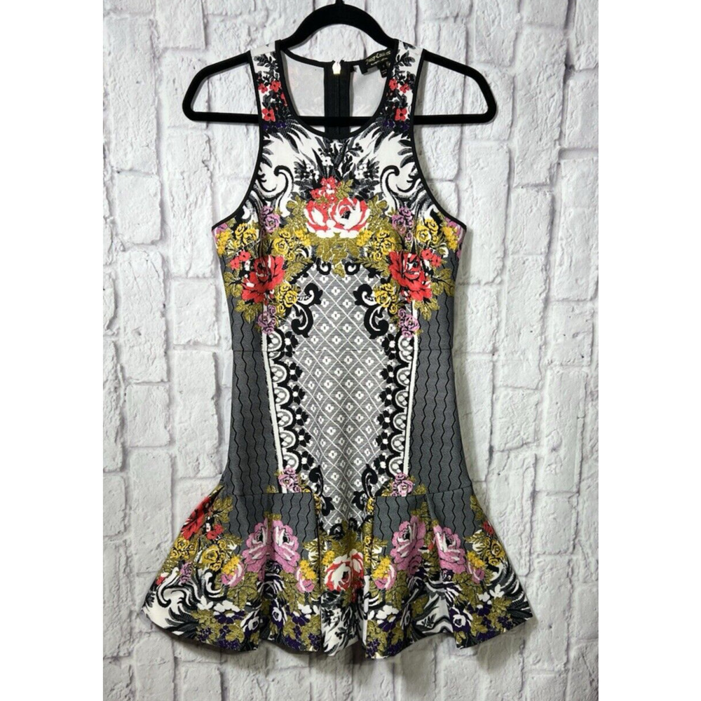 JUICY COUTURE Y2K Eloise Floral Combo Print Fit & Flare Dress Fluttered Skirt S